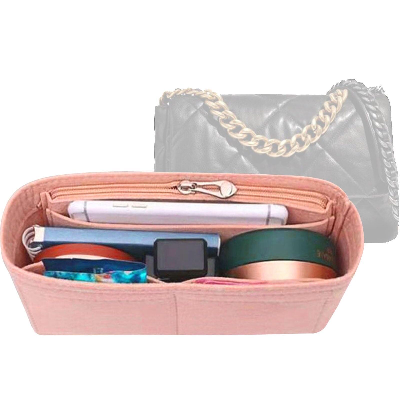 5647 Purse Organizer Insert For 19 Bag Flap Large Bag Organizer With Side